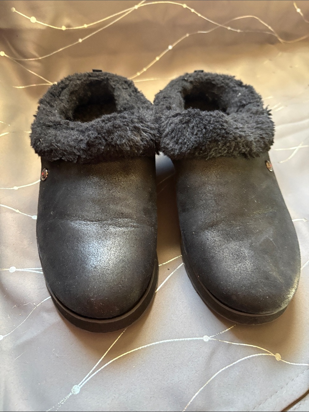 BOBS from Skechers Black Faux-Shearling Slip-On Clogs